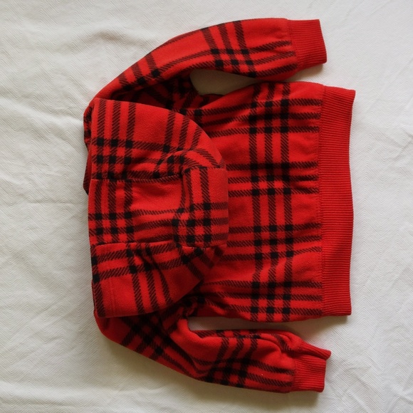 carter's red plaid fleece zip-up hoodie sweatshirt 12 months unisex baby - Picture 4 of 4